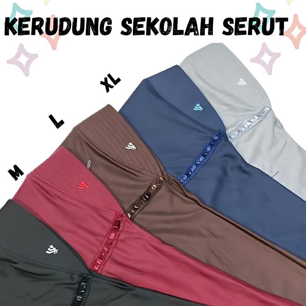 KERUDUNG SEKOLAH INNOVA Termurah Hijab Instan serut pita Anak uk M,L,XL/jilbab sekolah / serut/bergo
