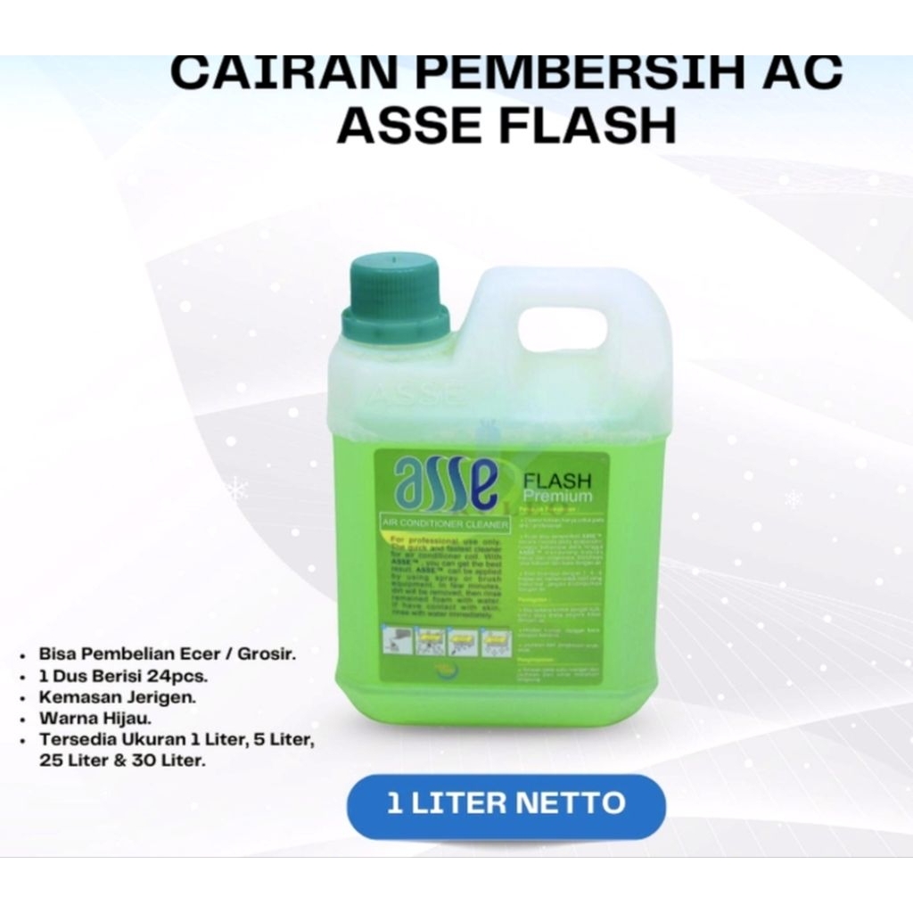 ASSE FLASH 1LITER / CAIRAN PEMBERSIH AC PENDINGIN KULKAS DLL / Air Conditioner | HIJAU