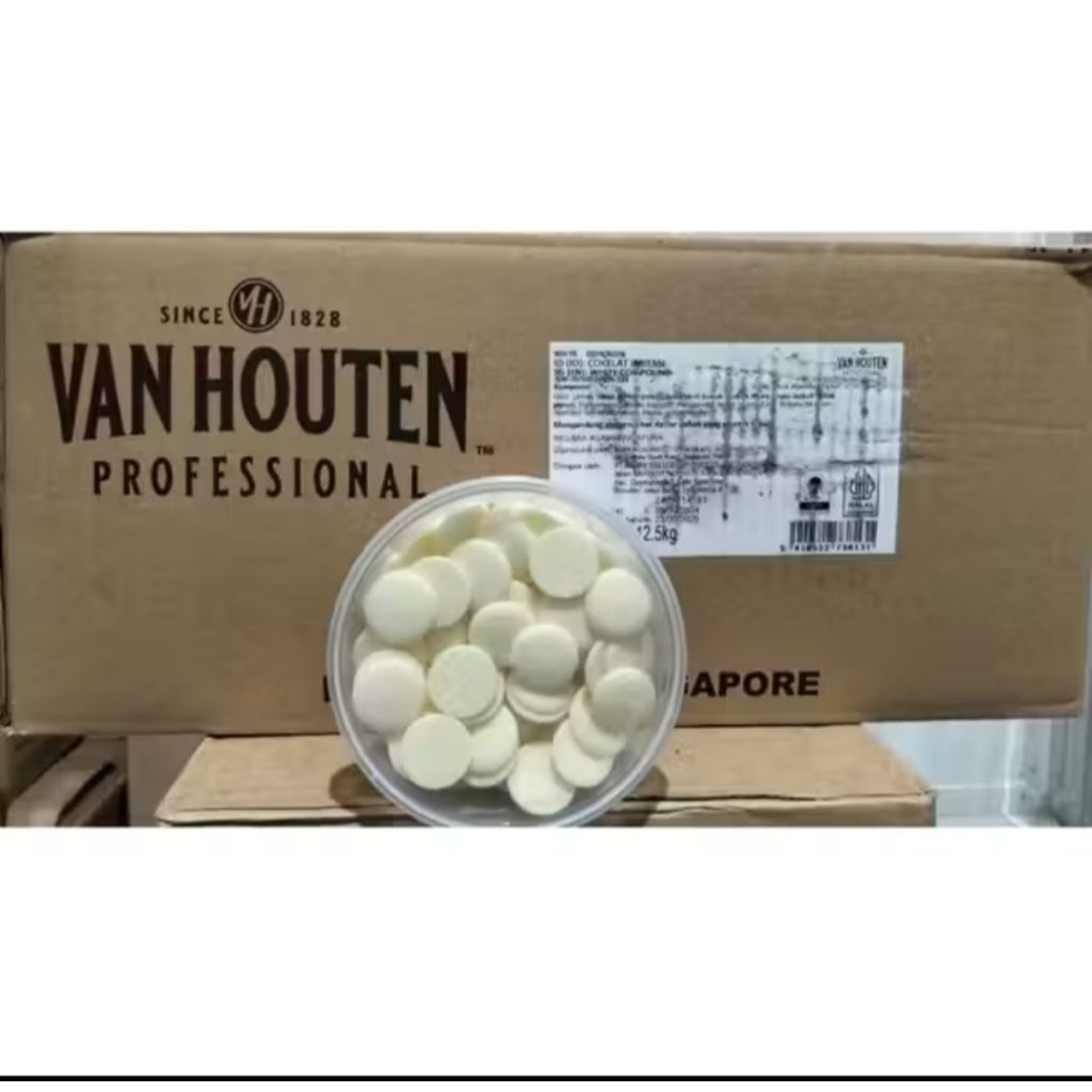 Van Houten Professional Coin White Chocolate Compound Repack / Coklat Compound Putih Koin
