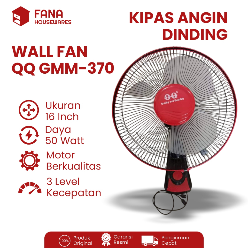 KIPAS ANGIN QQ GMM-370 / KIPAS ANGIN DINDING TEMBOK WALLFAN QQ 16" INCH GMM 370