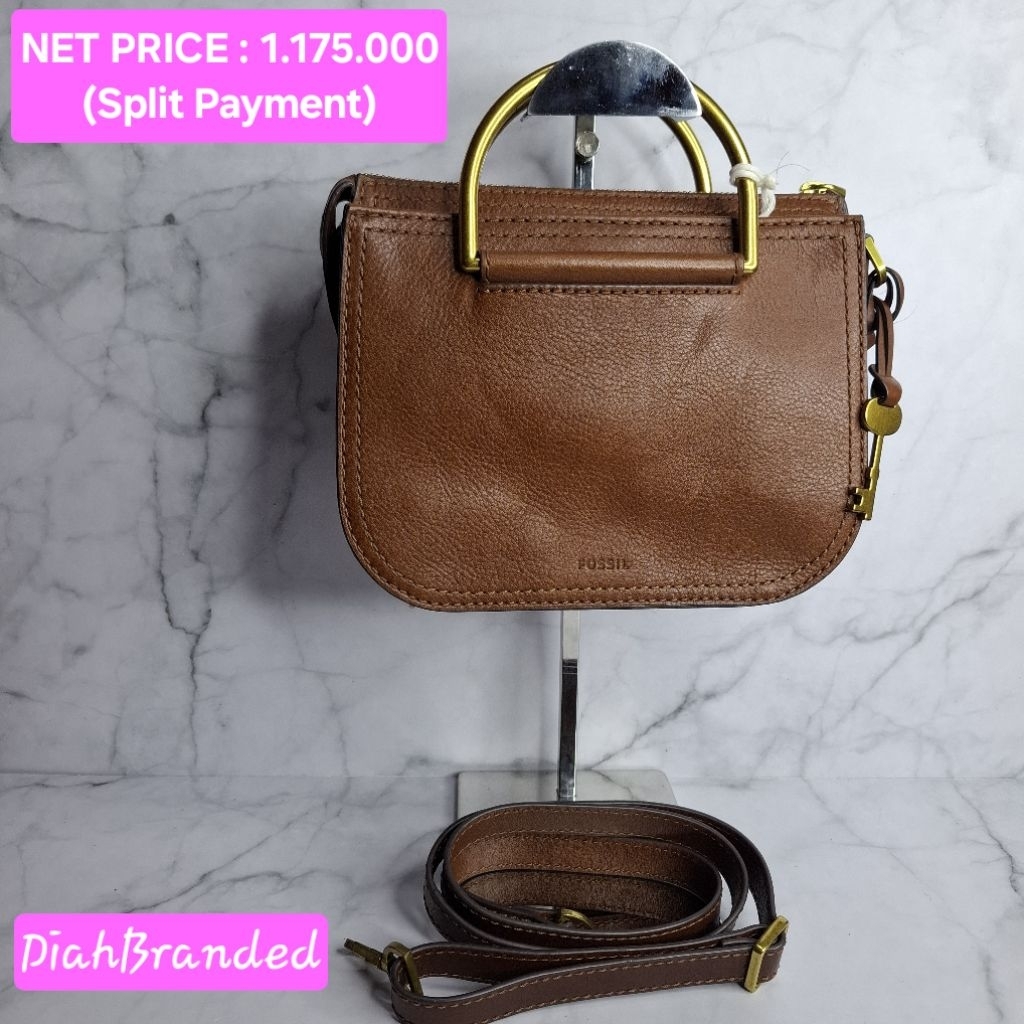 F025 - PRELOVED TAS FOSSIL RYDER SMALL CHESNUT BROWN WITH KEY