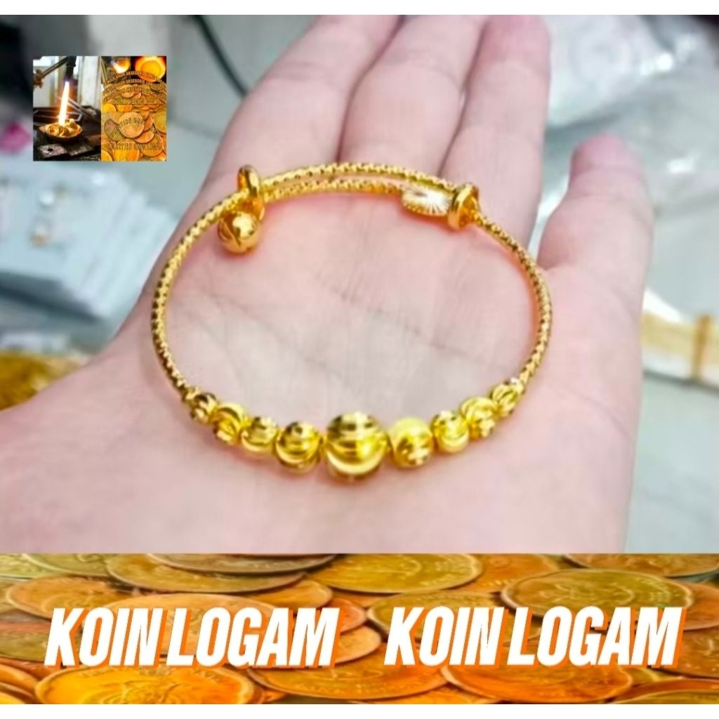 Gelang Bangle Anak Perempuan Anti Karat Perhiasan Koin 91 Ori Lapis Emas 24k Terbaru