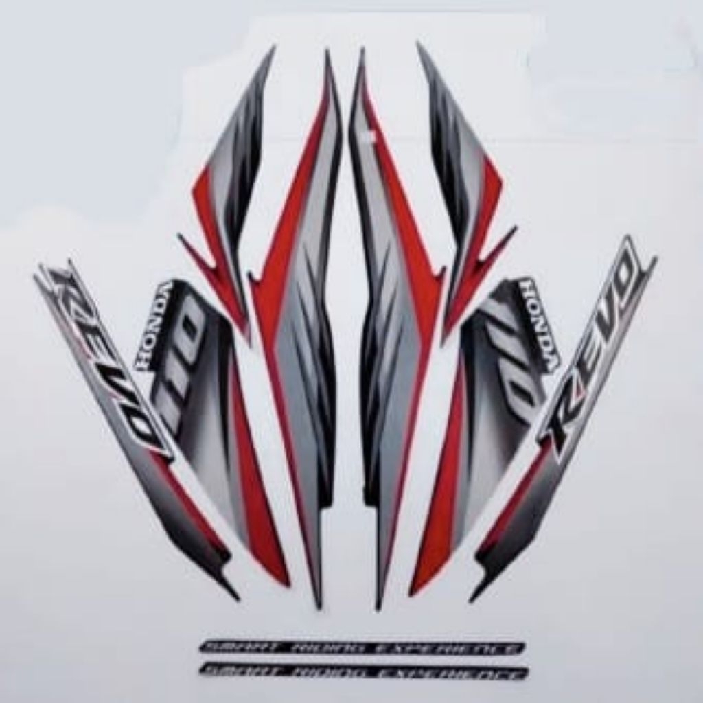 STIKER STICKER STRIPING LIS LES BODY MOTOR HONDA REVO 110 2009 ABSOLUT WARNA HITAM MERAH