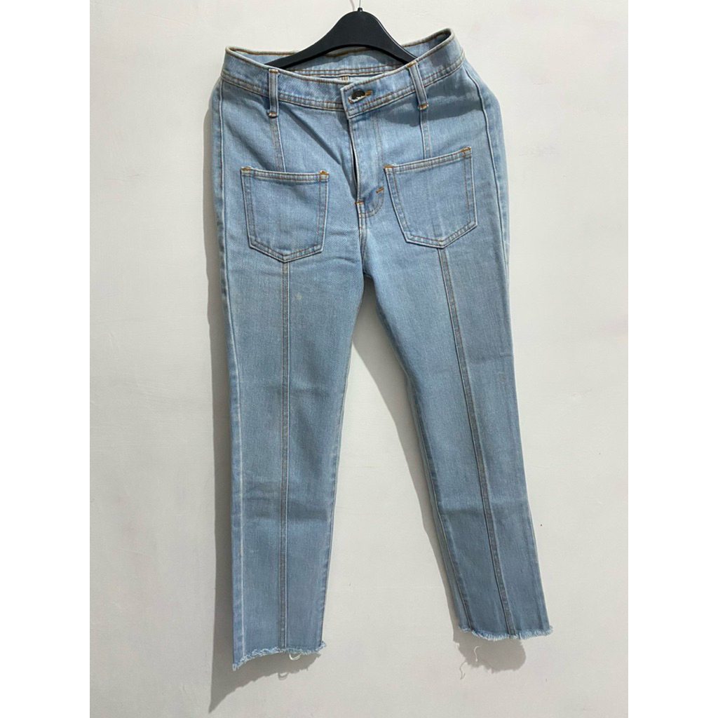 DIORA | Highwaist pants denim jeans Kantong depan