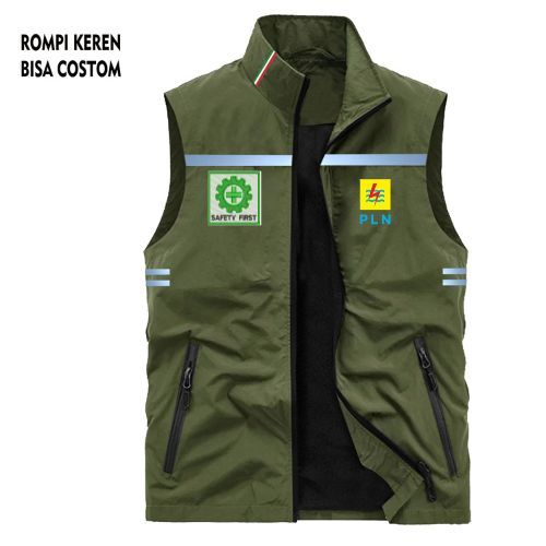 rompi scotlight zipper logo K3 PLN pria wanita waterproof rompi taslan kasual K3 PLN premium origina