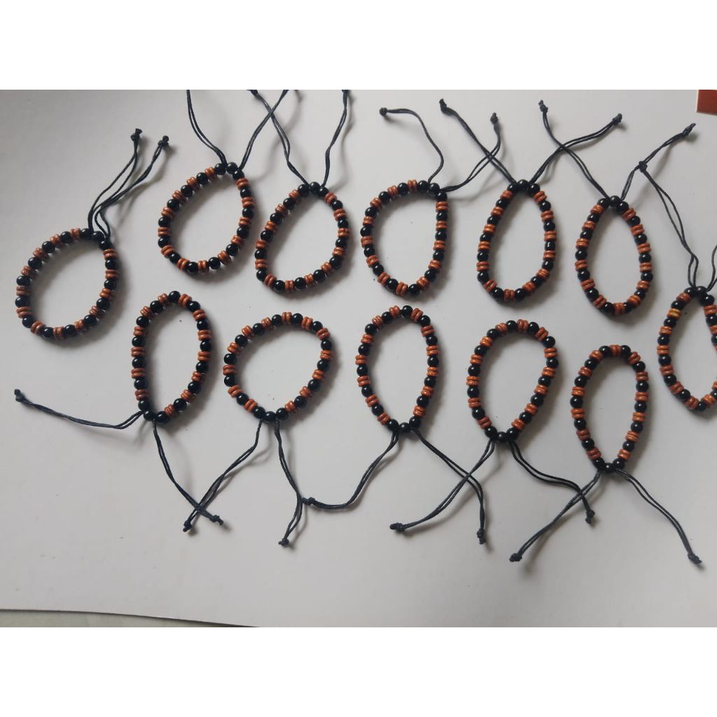 12 pcs gelang kayu kombinasi gelang limbat kayu