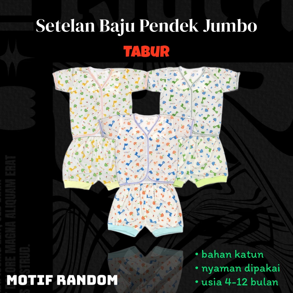 Kiddos - 6/12 SET (GROSIR) Setelan Baju Bayi Buntung/Pendek/Panjang JUMBO 4-12 bln/baju anak laki/Pe