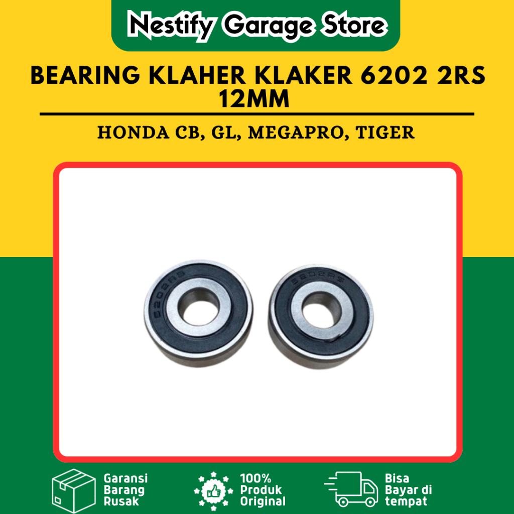 BEARING KLAHER KLAKER 6202 2RS 12MM VELG RCB BRT DEPAN JUPITER PNP AS CB GL MP TIGER GOOD QUALITY