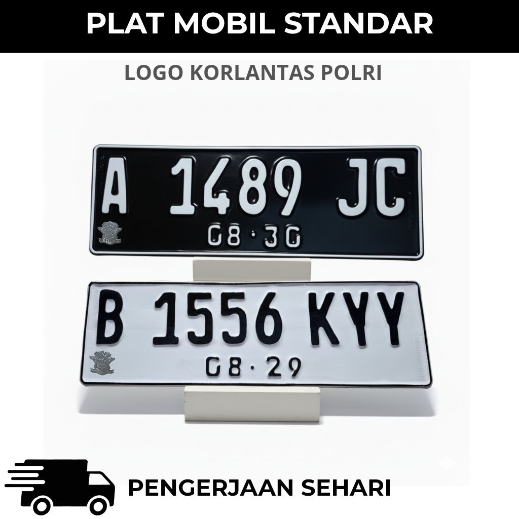 Plat Mobil Standar Samsat Custom - Logo Polri Timbul - Plat Nomor Mobil - Plat Mobil Custom