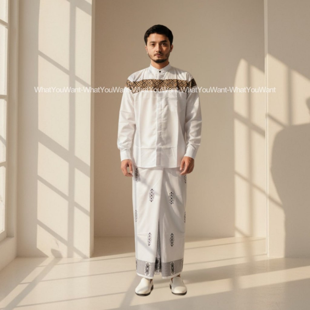 BIG SALE Paket Sarko Set Sarung Dan Baju Koko Muslim Pria Lengan Panjang Satu Paket Sarung Dan Koko