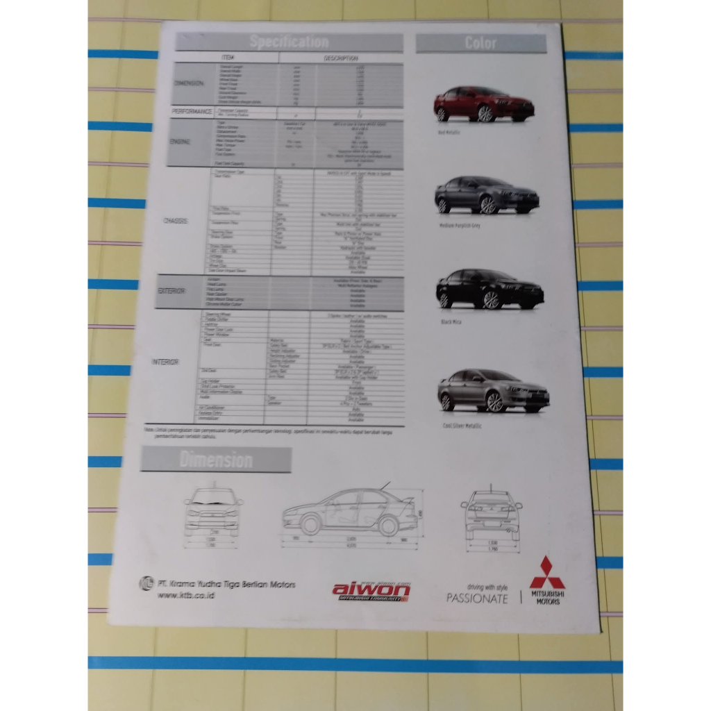 Brosur Mitsubishi Lancer EX 2.0 GT 2008