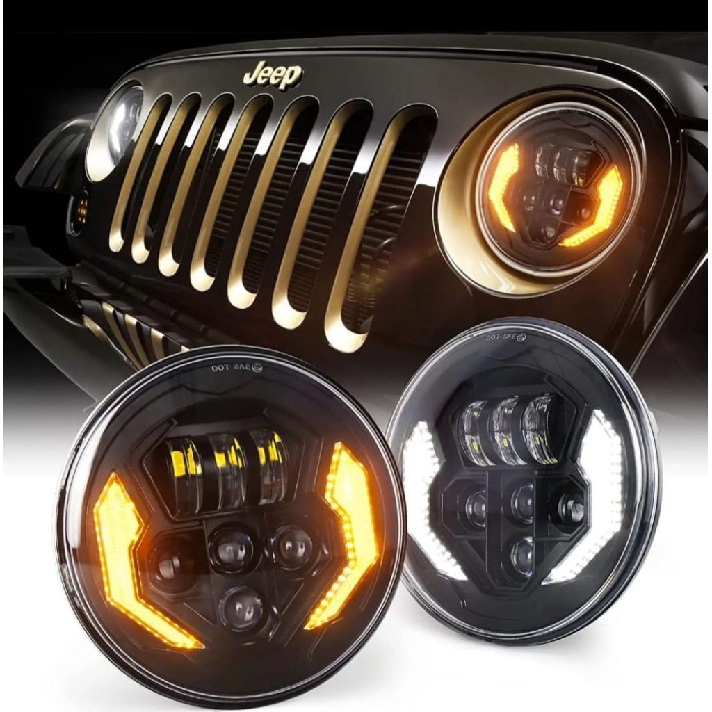 Daymaker 7 inch Vampir Lampu Depan Headlamp LED Bulat Premium Mobil Katana Jeep JK Wrangler Rubicon 