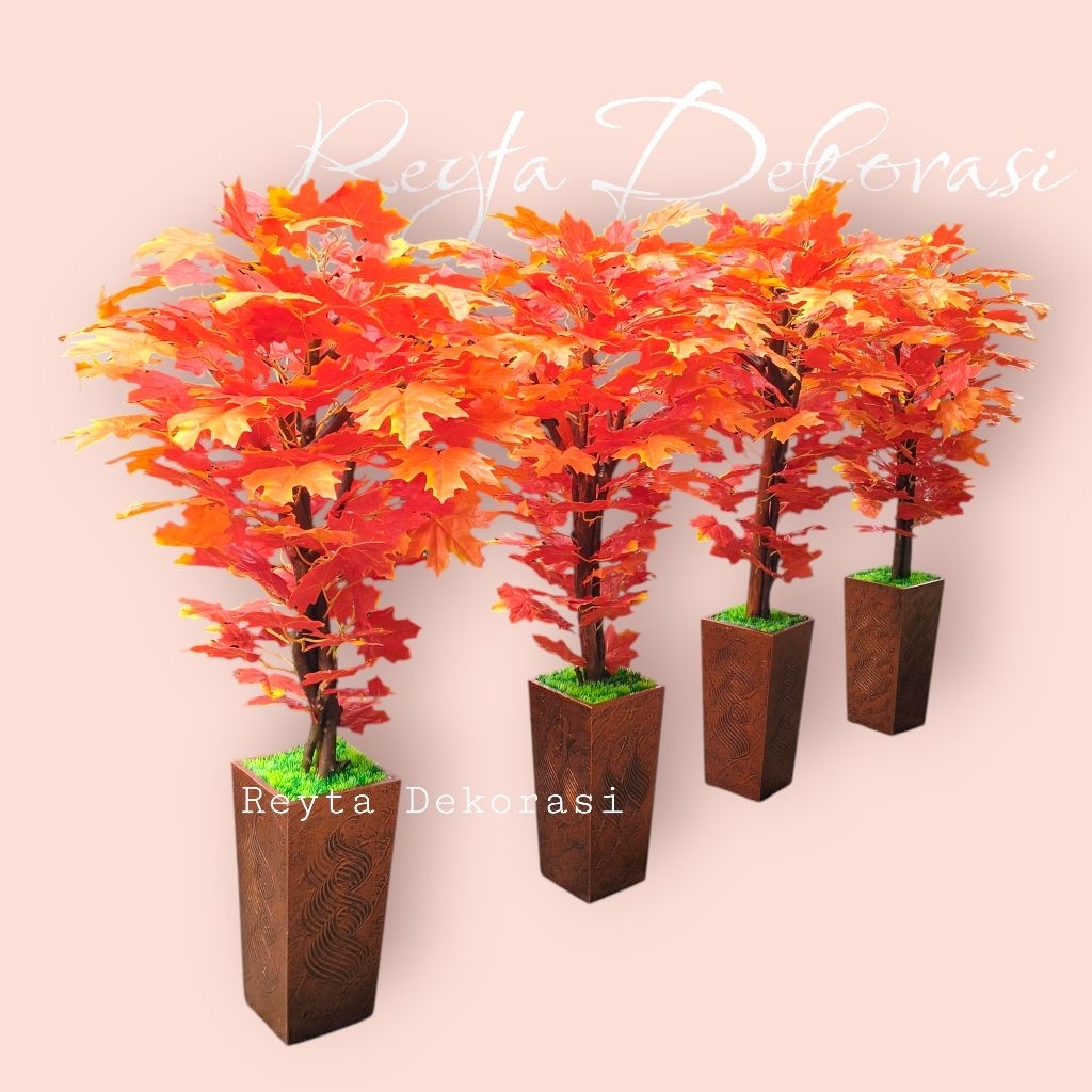 POHON HIAS DAUN MAPLE TINGGI 150CM / POHON MAPLE DEKORASI BUNGA HIAS PLASTIK