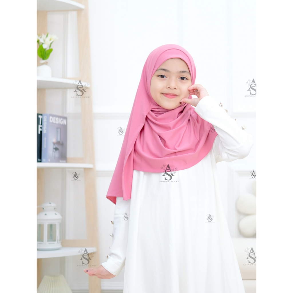 HIjab Pashmina Instan anak 2 in 1,Hijab Pashmina instan anak 6-13 Tahun