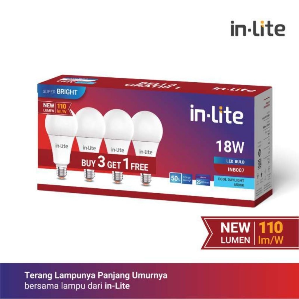 LAMPU LED INLITE  3 GRATIS 1 / BOHLAM INLITE  LED 3 FREE 1 / IN LITE PAKET BELI 3 + 1/ 5WATT / 7WATT