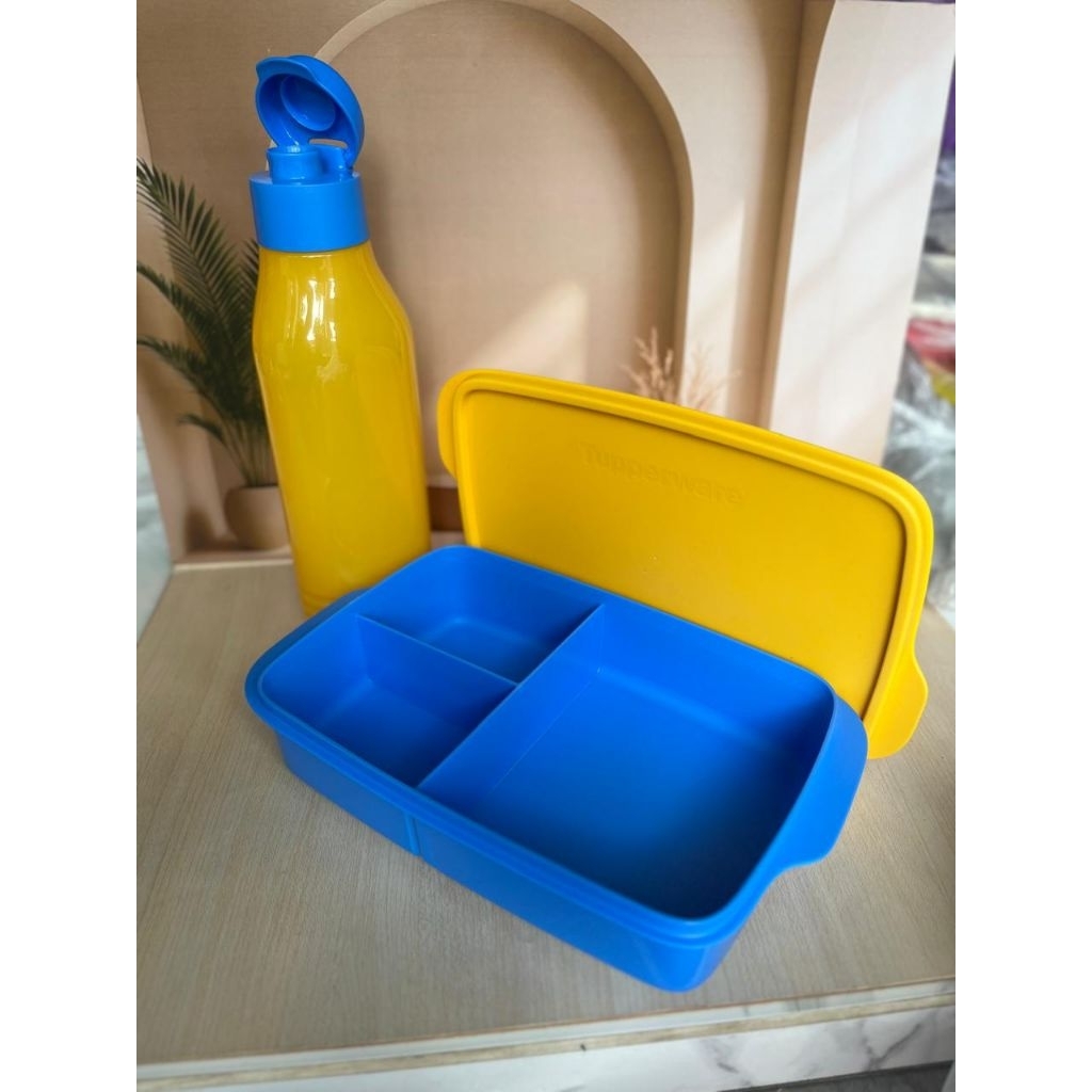 TEMPAT BEKAL SEKET 3 KOTAK COOTEEN TUPPERWARE SET BOTOL