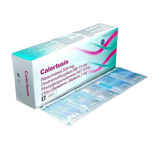 CALORTUSIN 1 BOX ISI @100 TABLET - UNTUK MEREDAKAN DEMAM, SAKIT KEPALA, HIDUNG GATAL, HINGGA BERSIN"
