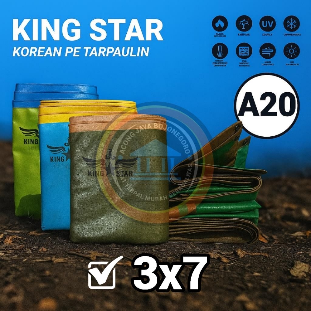 Terpal Plastik Korea PE Tarpaulin A20 Ukuran 3x7 - KING STAR