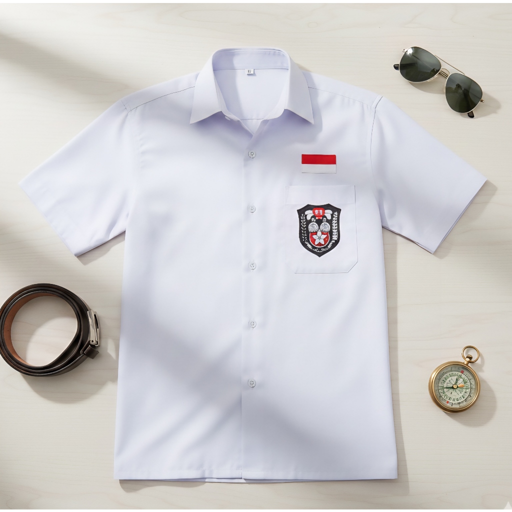 Baju Seragam SD Putih Bordir Logo Merah Putih
