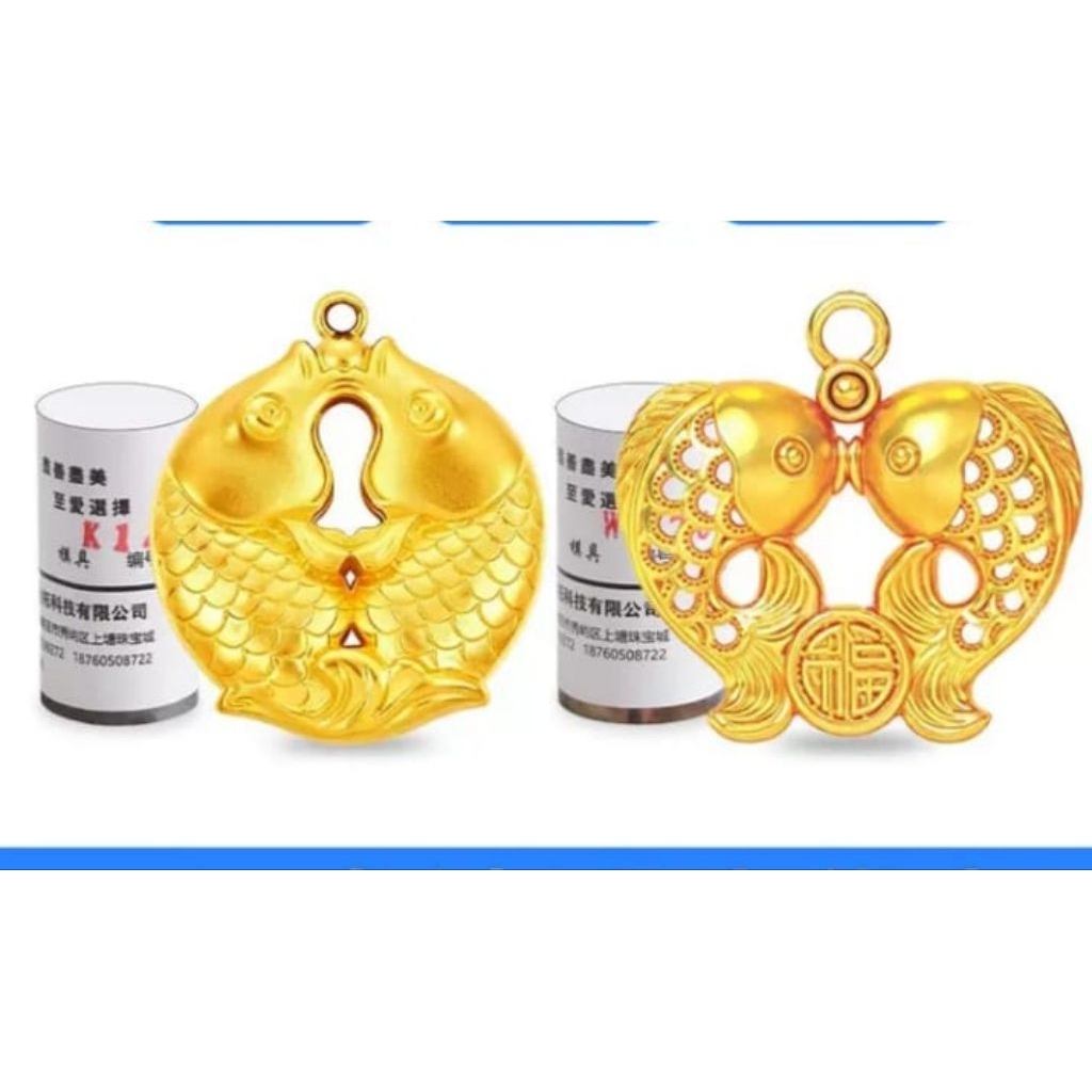 Tabung Cetakan Liontin Buah Kalung Emas,perak model Dua ikan