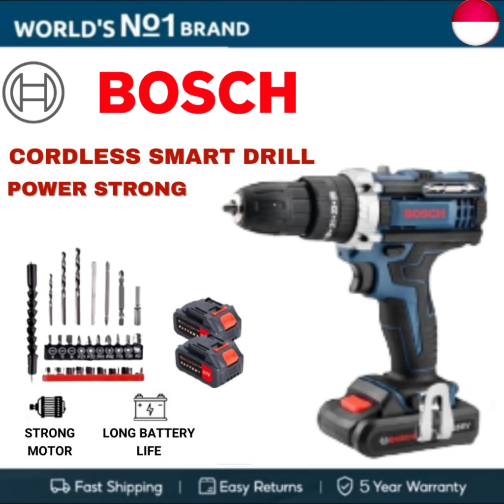 Bosch 1288V Mesin Bor Listrik Tanpa Kabel 2 Baterai Cas 10mm Mata Bor Obeng Listrik Murah Bor Tangan