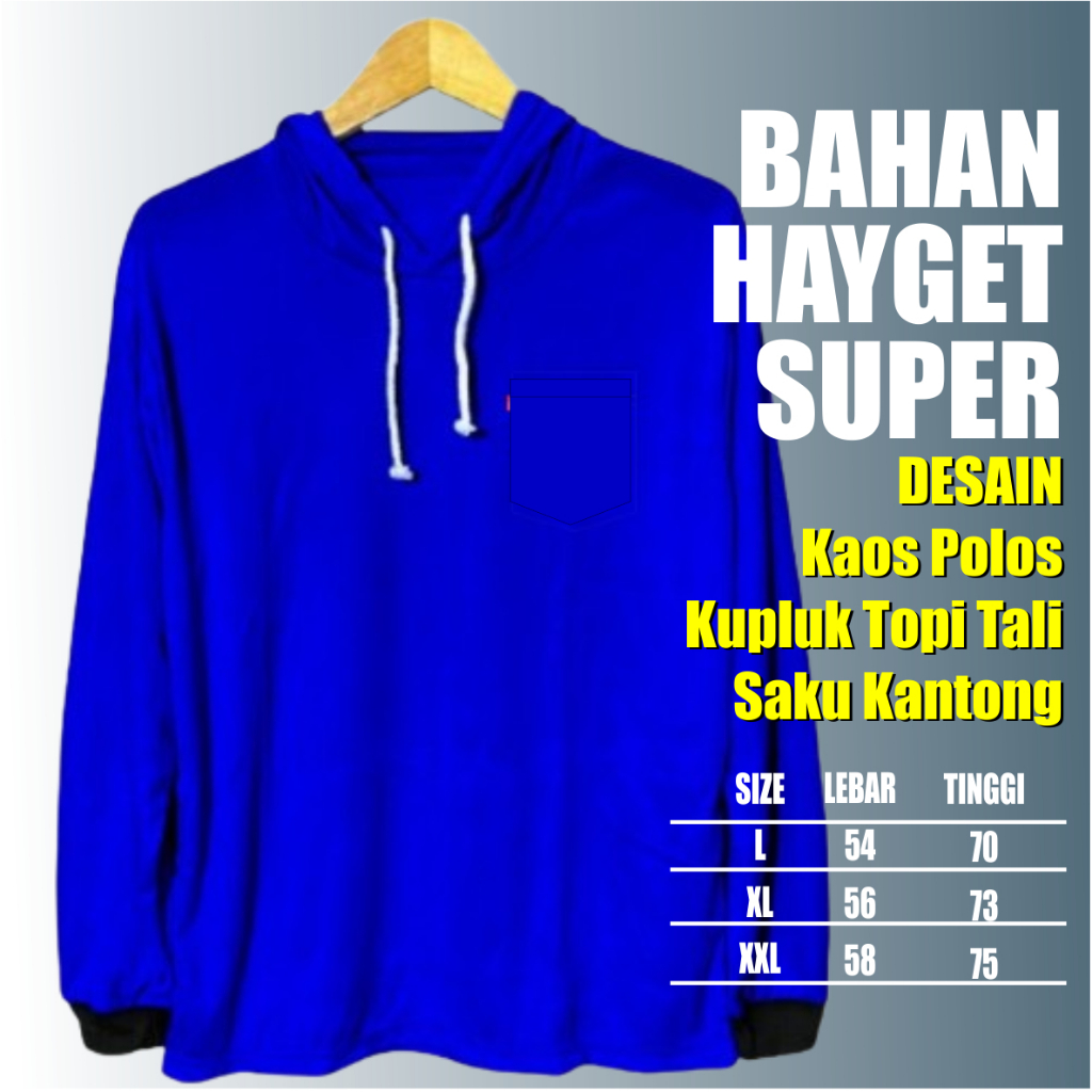 Kaos Proyek Basahan Kerja Kaos Polos Kupluk Lengan Panjang