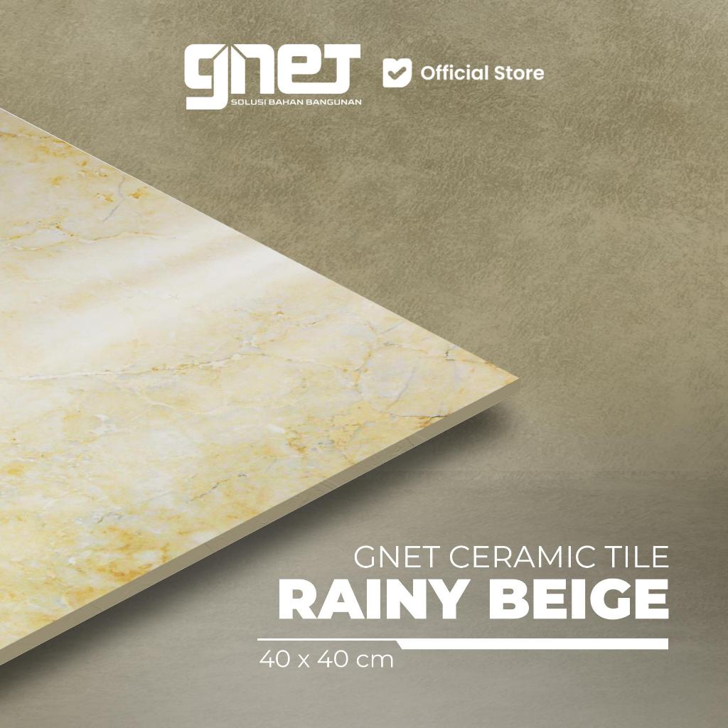 GNET Ceramic Rainy Beige 40X40 | Keramik Lantai Marble Glossy