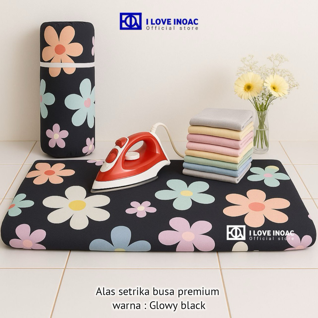 Alas Setrika Busa Inoac Tebal 3cm ukuran 100x60x3cm dengan Karet Pengikat & Gantungan. Busa inoac hi