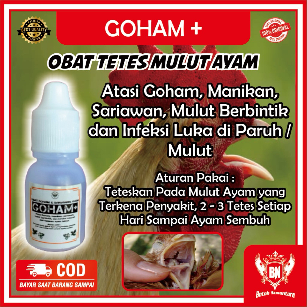 Obat Ayam Goham GOHAM+ Mengobati ayam Manikan Paruh Luka Mengatasi Goham Sariawan