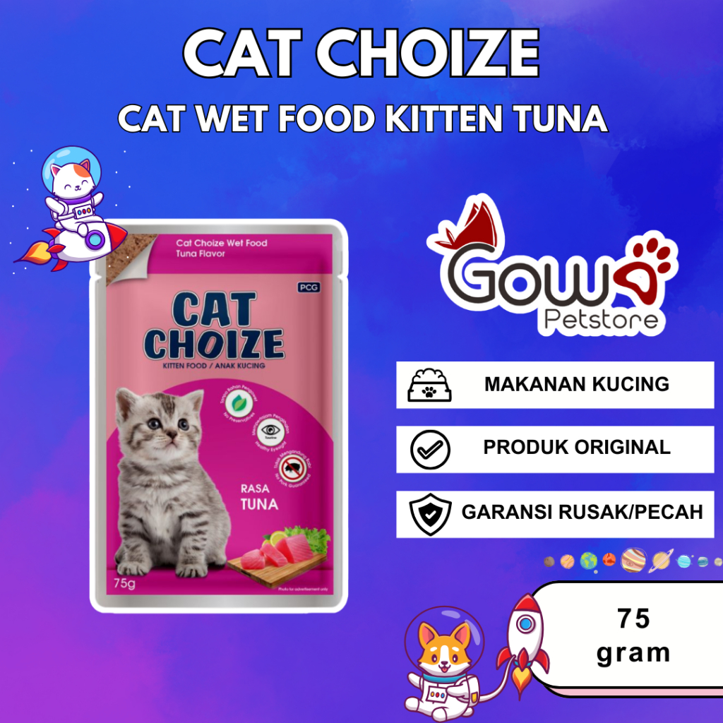 Makanan Kucing Basah Cat Choize Pouch Kitten Tuna 75 Gram