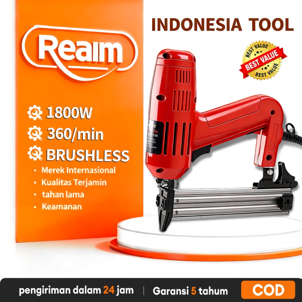Reaim Mesin Paku Tembak F30 Pistol Paku Brushless/Pistol Pengencang Nail Gun Cordless Nailer Mesin P