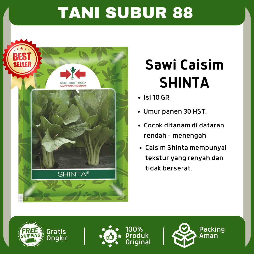 Benih sawi caisim SHINTA 25 gr sawi dari panah merah sawi shinta 25 gram sawi shinta