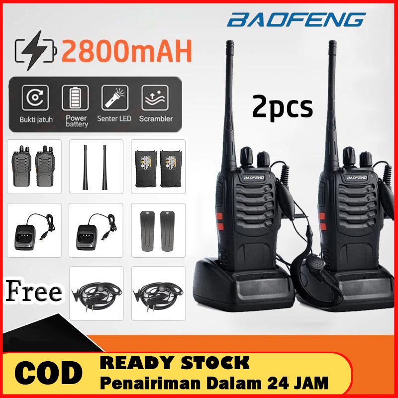 [COD] HT Baofeng 888S Single Band UHF Walkie Talkie 2800mAh Jarak 10KM 2 Unit dengan Charger