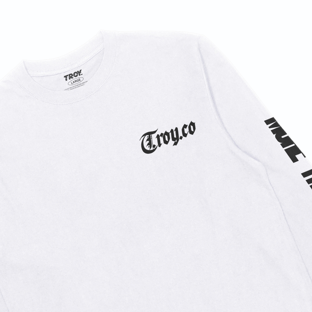 Troy Company Longsleeve Tshirt White Thoughts - Kaos Putih Lengan Panjang LSD 3435