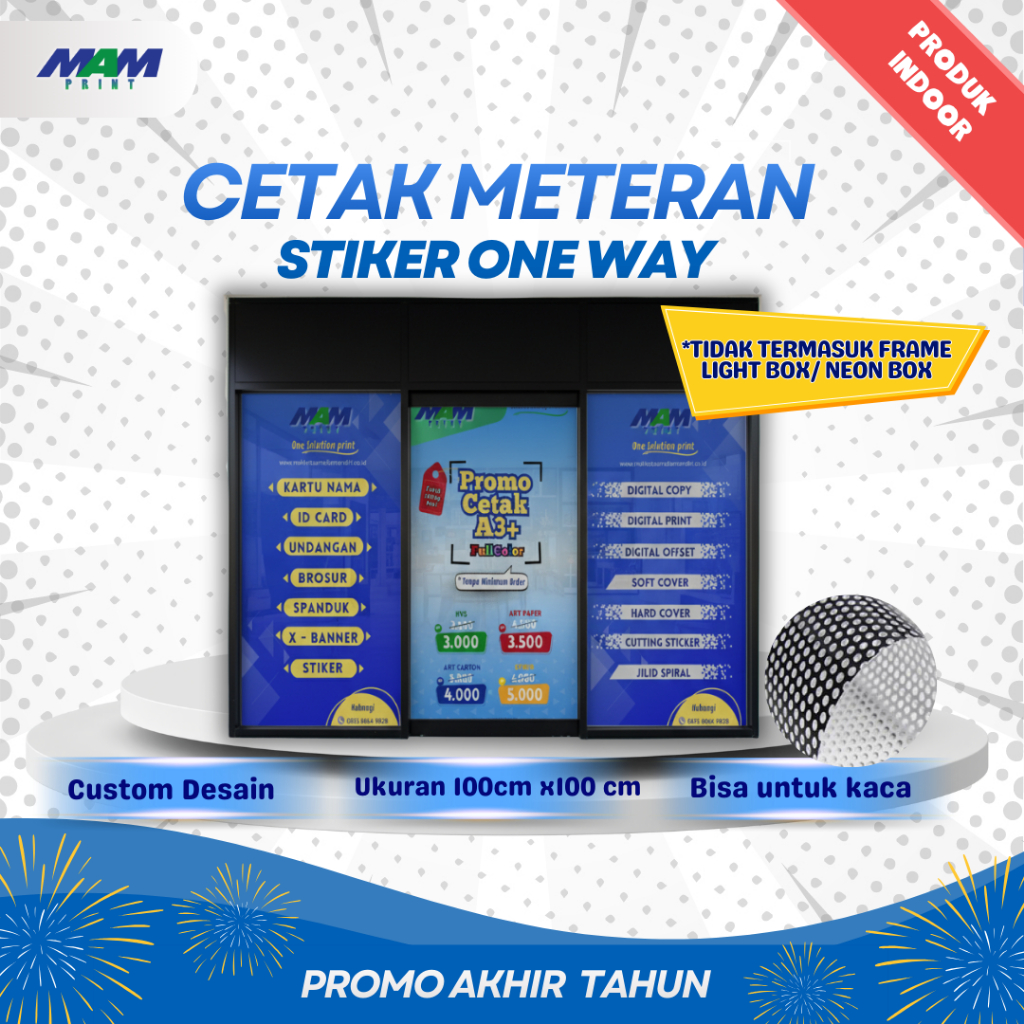 Cetak Stiker One way Meteran / stiker kaca mobil / stiker kaca pintu / stiker kaca jendela