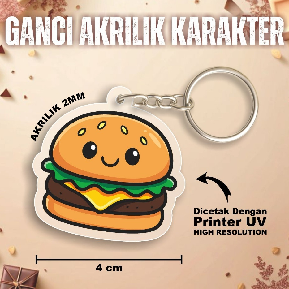 GANTUNGAN KUNCI MINIATUR MAKANAN -SOUVENIR UNIK TERMURAH - GANTUNGAN KUNCI AKRILIK LUCU