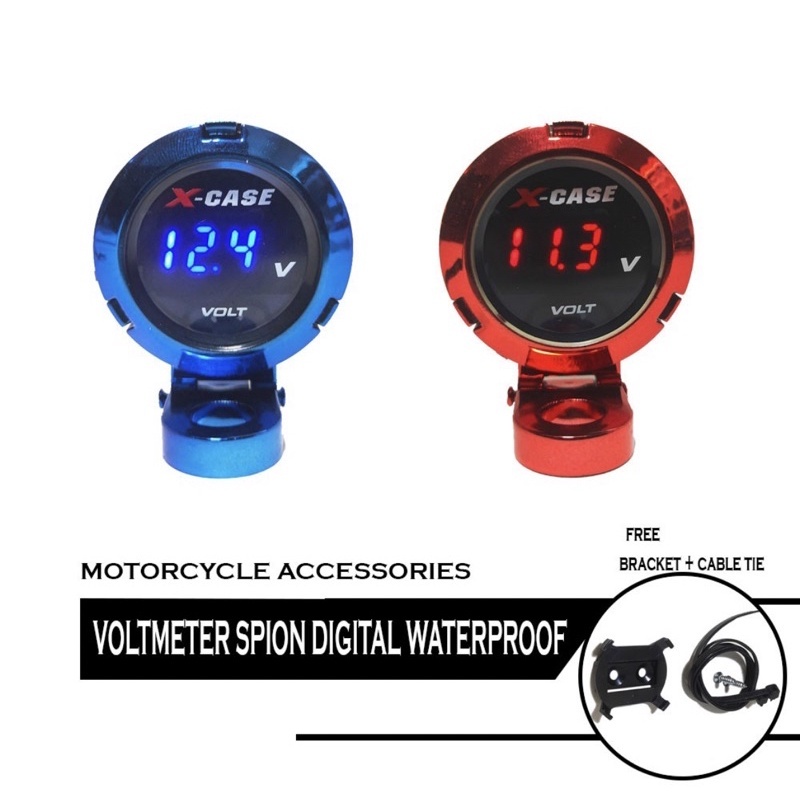 Voltmeter Aki Digital BULAT Led Plus Breket Dudukan Spion Volt Meter Universal Nmax Aerox Scoopy
