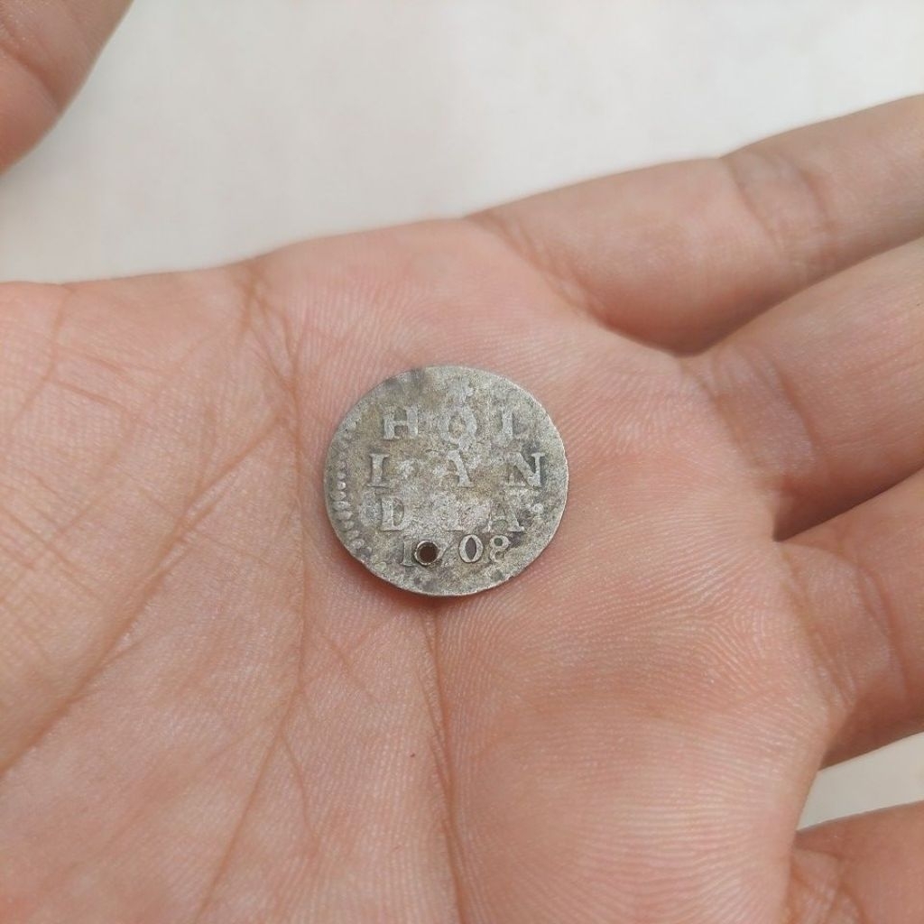 Koin perak Holandia 1708 asli.