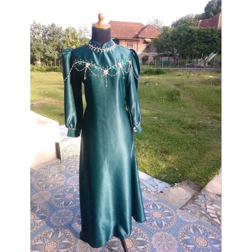 Dress spesial warna emerald blue / Dress kondangan viral terbaru gaun pesta kondangan gamis duyung