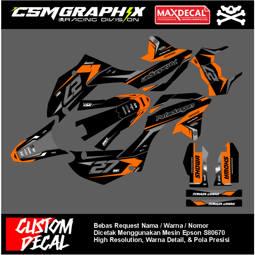 PREMIUM CUSTOM DECAL / DEKAL STIKER MOTOR KLX 230 / DEKAL STICKER BODY MOTOR KLX 230 FULL BODY DESAI