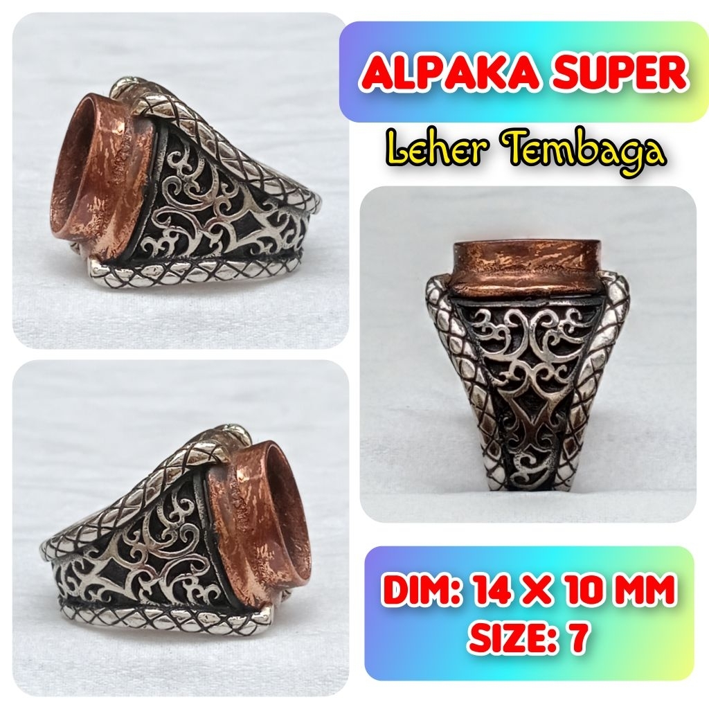 Cincin Emban Batu Akik dan Permata Alpaka Super Leher Tembaga.11