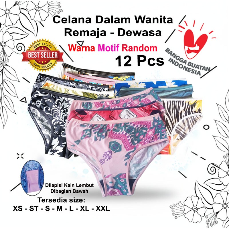 Promo 12 Pcs Cd Celana Dalam CD Wanita / 1 lusin Bahan Jersey