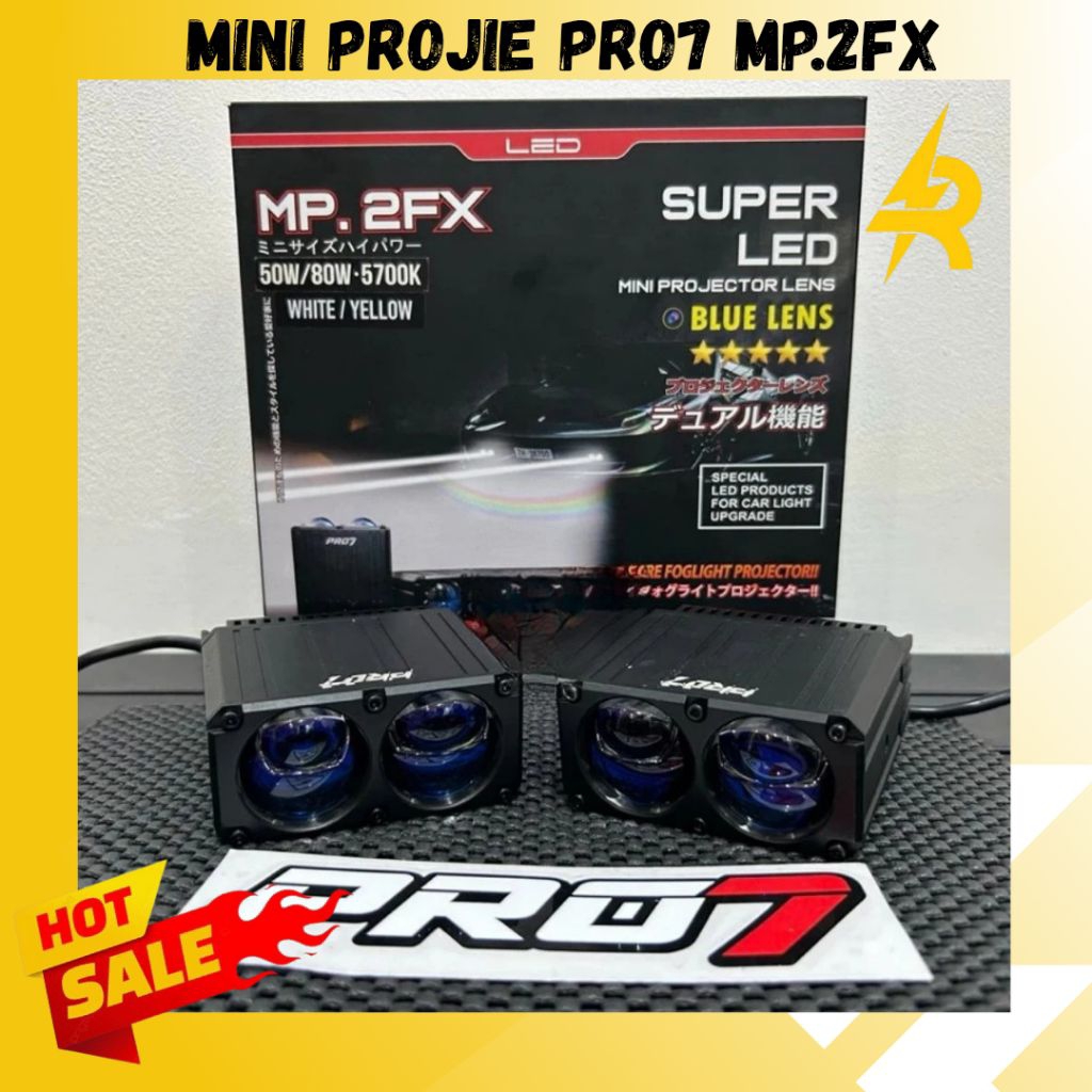 DOUBLE Mini Projie Pro7 MP.2FX Super LED Blue LENS 2 x 50W / MP 2FX MINI PROJIE 2 Mata Bluelens . Pu