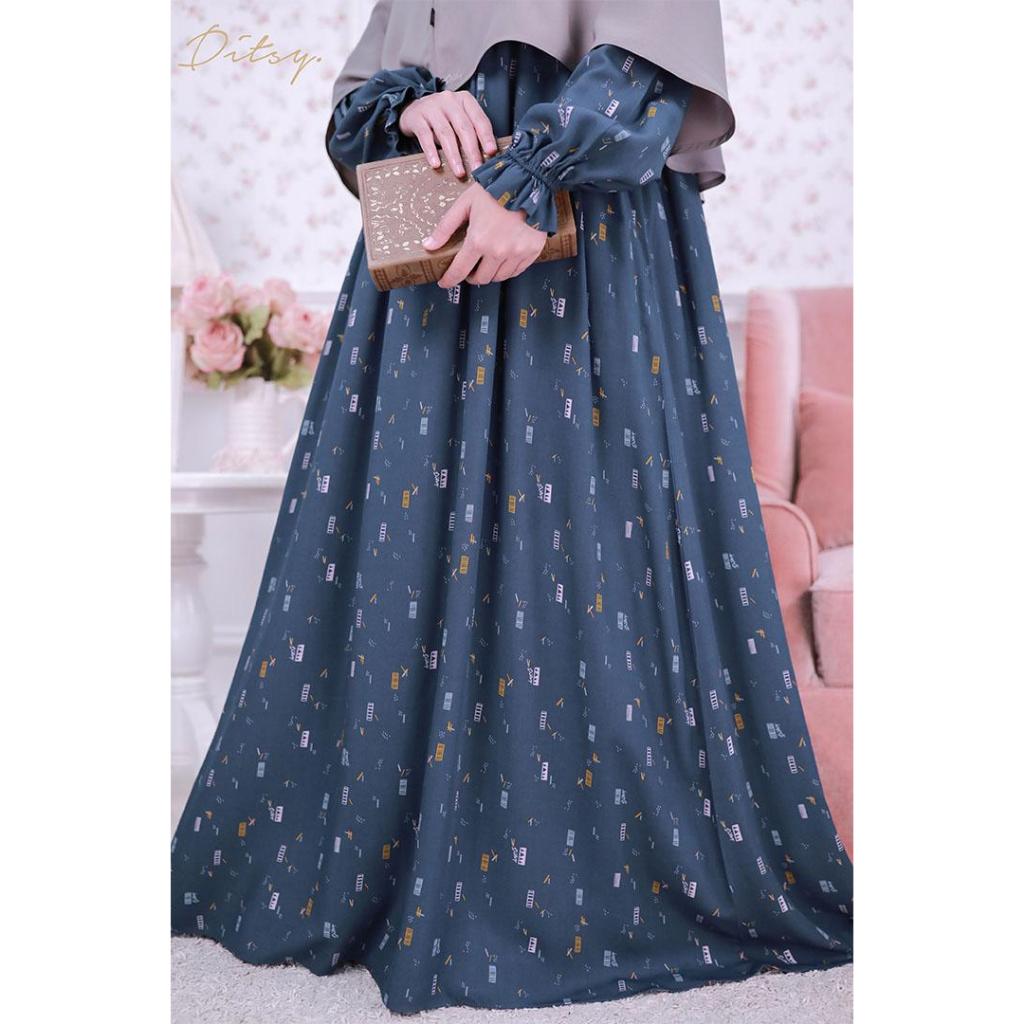 Ditsy Nightgown Gamis Rilla Darkblue (Denim) Viscose Premium - M L XL