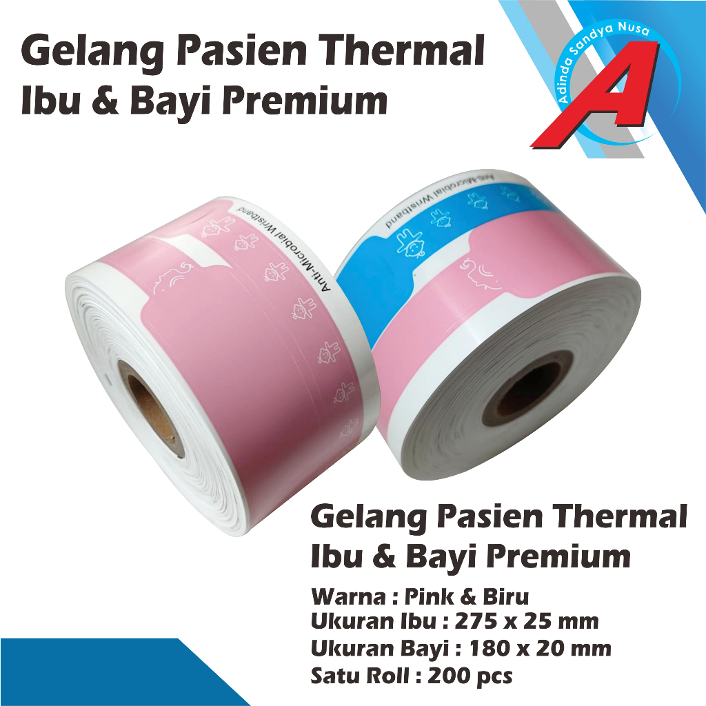 Gelang Pasien Thermal Ibu & Bayi Premium 1 roll isi  200 pcs