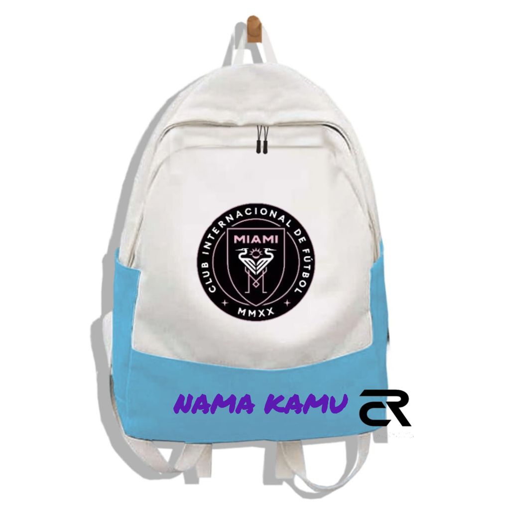 Tas Ransel Unisex Tas Ransel Anak INTER MIAMI LIONEL MESSI Free Nama Cowok Cewek