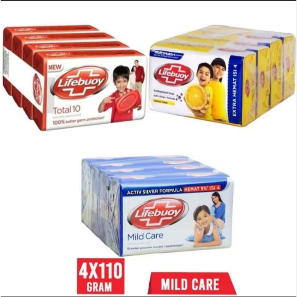 Lifebuoy Sabun Batang 110gr isi 4 / Sabun Batang lifebuoy isi 4 paket hemat