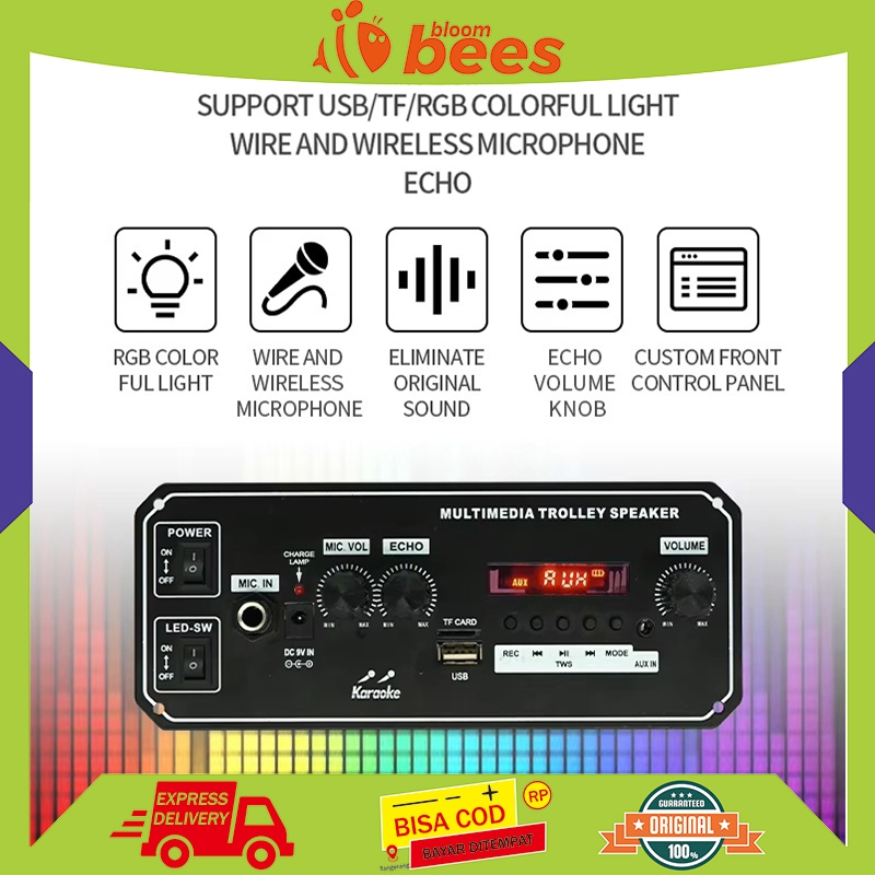 Modul Amplifier 2x10W TWS Wireless, MP3 Mic, Power DC 7.4V - Untuk Speaker Portable Powerful