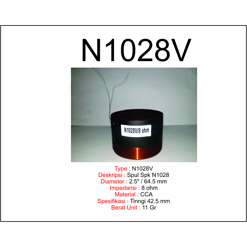 STX SPUL SPK : VOICE COIL, SPUL SPEAKER 10" NEO 1028V