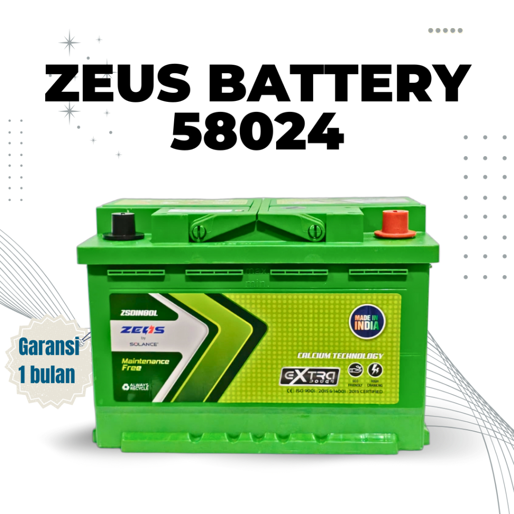 Aki Mobil 80AH Fortuner Diesel VRZ LN3 58024 Zeus Battery MF
